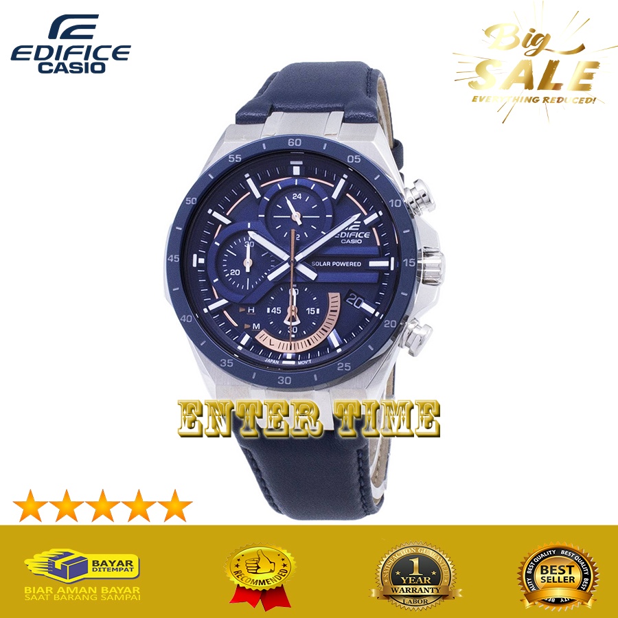BEST SELLER  JAM TANGAN PRIA TERBARU CASIO EDIFICE TYPE EQS 920BL-2AV LEATHER STRAP BLUE DIAL JAM PR