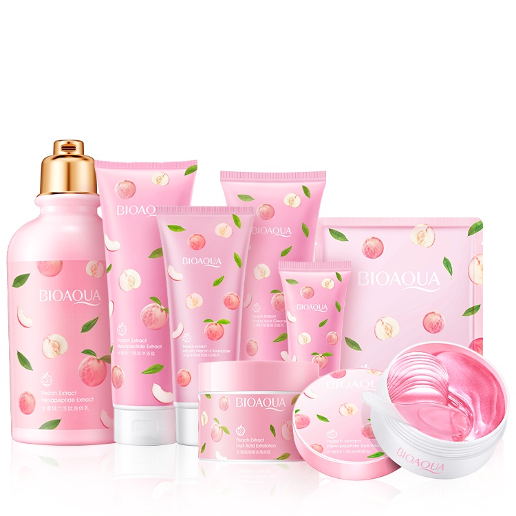 BIOAQUA Peach Body Care Series With Body Scrub/Body Lotion/Eye Mask Menghidrasi dan Melembapkan