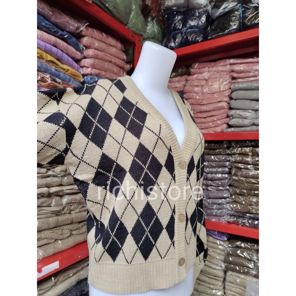 KARDIGAN RAJUT MOTIF KOTAK LEMBUT PREMIUM CARDIGAN MURAH RAJUT