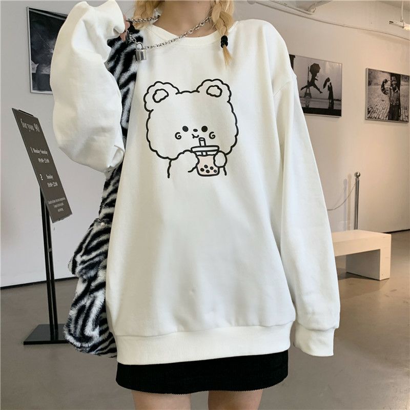 S - XXXXXL(6XL) Sweater Crewneck RABBIT &amp; BEAR (Harga 1 Sweater) Ice Boba Boneka Korean Style Loose Long Sleeve Unisex BIGSIZE OVERSIZE Sweatshirt COUPLE JUMBO Crewneck Oblong Fleece M L XL 2XL 3XL 4XL 5XL