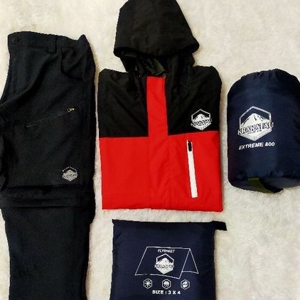 Paket Lengkap Pendaki Krakatau Mountain /Jaket / Celana Sambung / Sleeping Bag / Flysheet