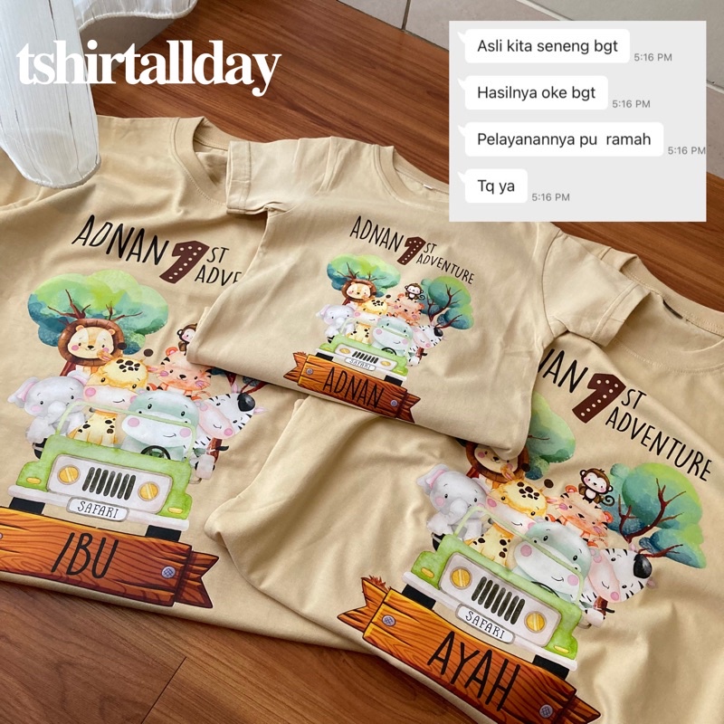 Atasan Kaos Anak Acara Ulang Tahun Ultah Couple Keluarga Family Custom Safari Binatang Zoo