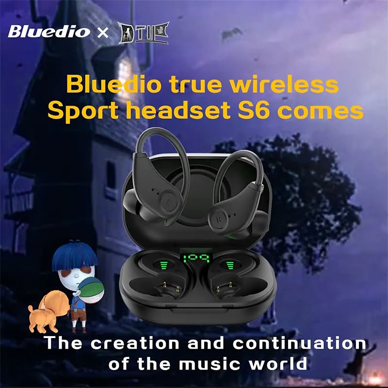 BLUEDIO S6 TWS - Bluetooth 5.1 TWS Earbuds Earphones with Charging Box - Earphone TWS Terbaru Dari BLUEDIO