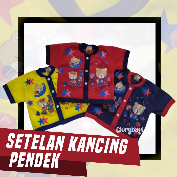 Setelan Baju Bayi Pendek Kancing