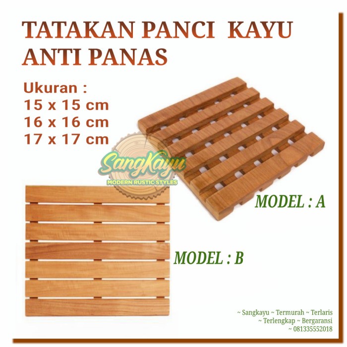 Tatakan panci panas alas panci kayu anti panas kotak talenan kayu