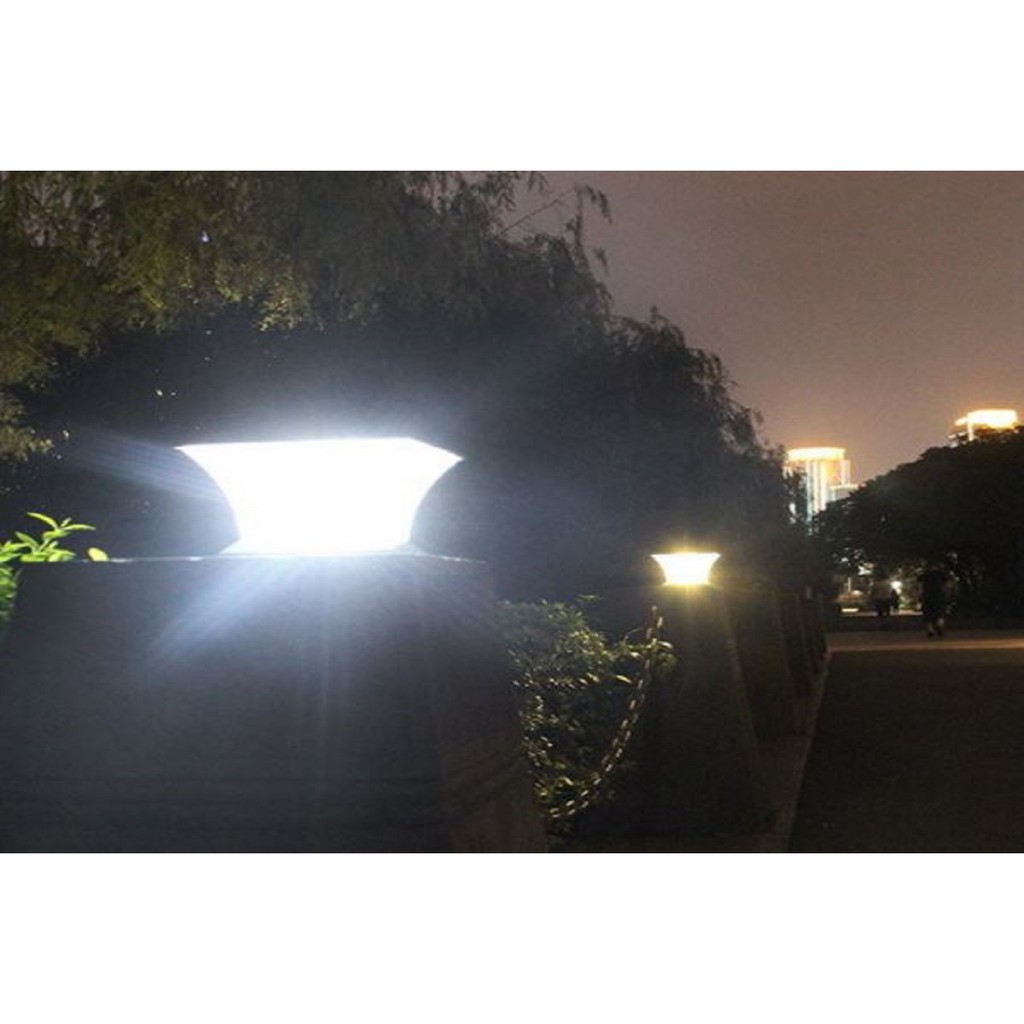 Lampu Pilar / Duduk Tembok Pagar model kotak 18 LED solar power tenaga surya matahari irit terang