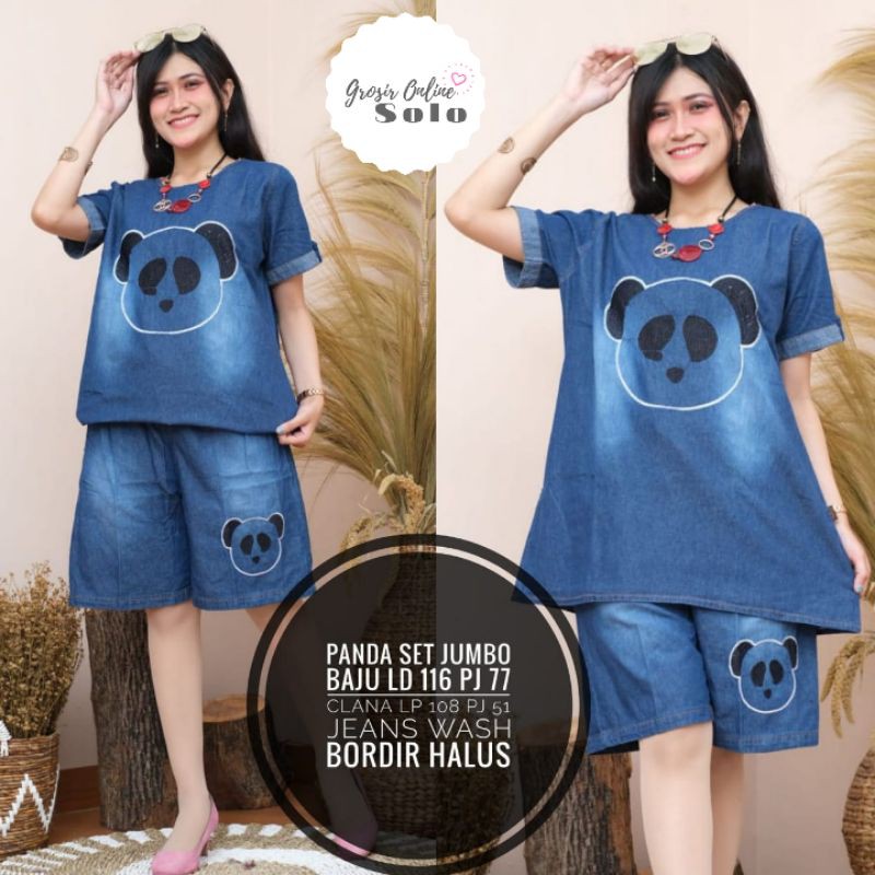 PANDA SET | Setelan Wanita Terbaru | Setelan Jeans Kasual Kekinian