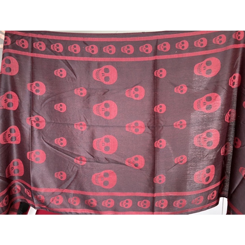 pashmina skull / shawl skull / scarf skull / pashmina motif tengkorak / Mr. Skull Sutra Red Purple