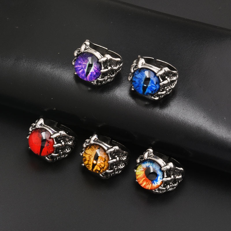 Cincin Desain Cakar Devil 's Eye Gaya Retro Punk Untuk Pria Dan Wanita