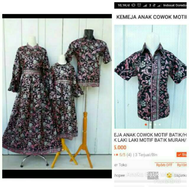 Batik Couple Keluarga Ayah Ibu + Anak Cewek Model Gamis Warna Pink Murah/batik Family Murah