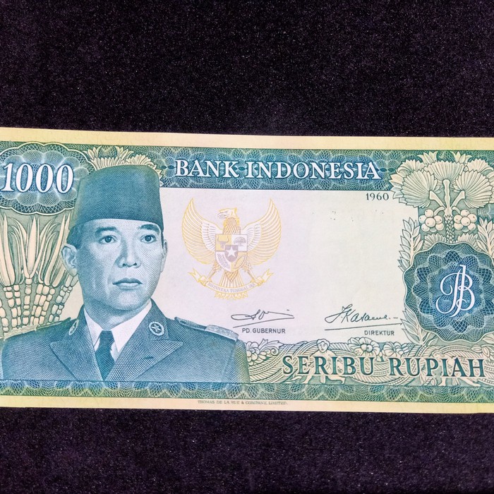 Uang Kuno 1000 Rupiah Seri Sukarno 1960 UNC 3 Huruf TDLR Langka