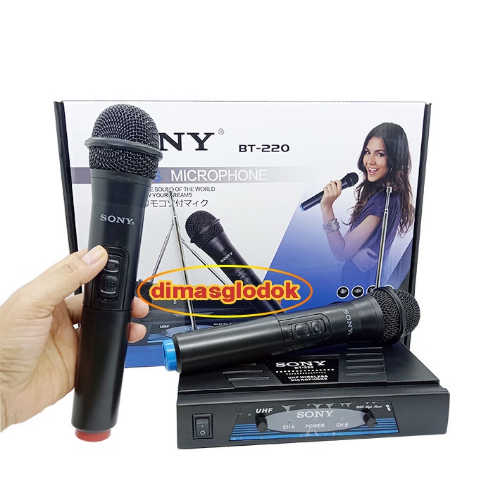 Mic Wireless SONY BT220 Wireless 2 Mik Pegang Mikropon Mikrofon