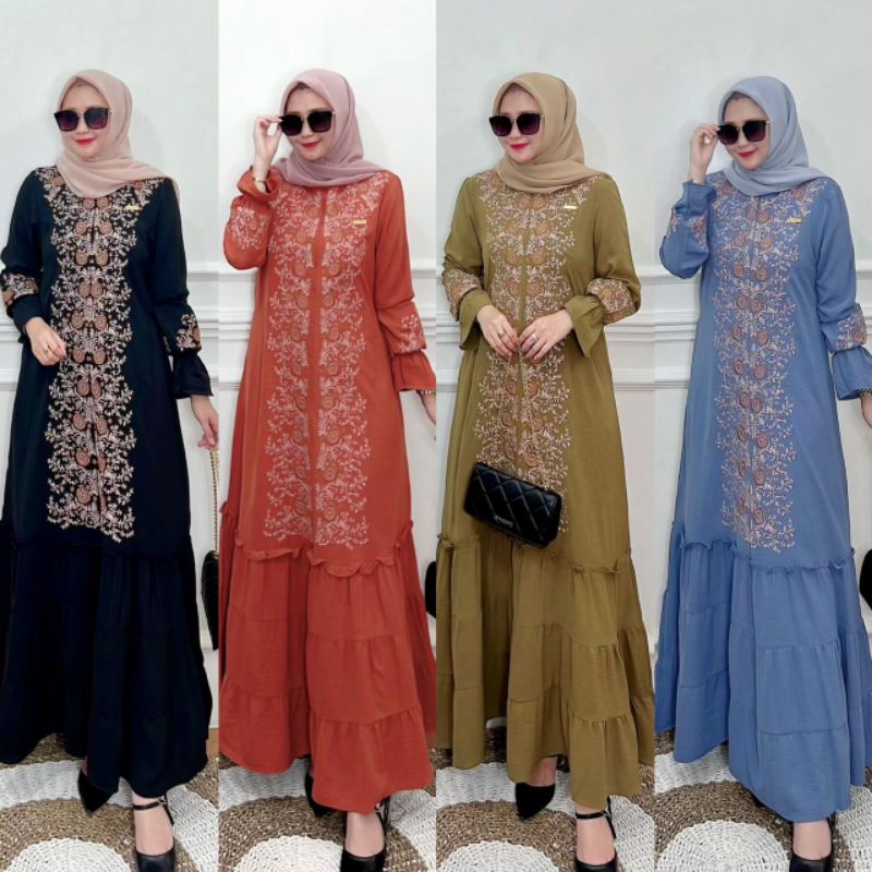 Gamis Crinkle Airflow Bordir