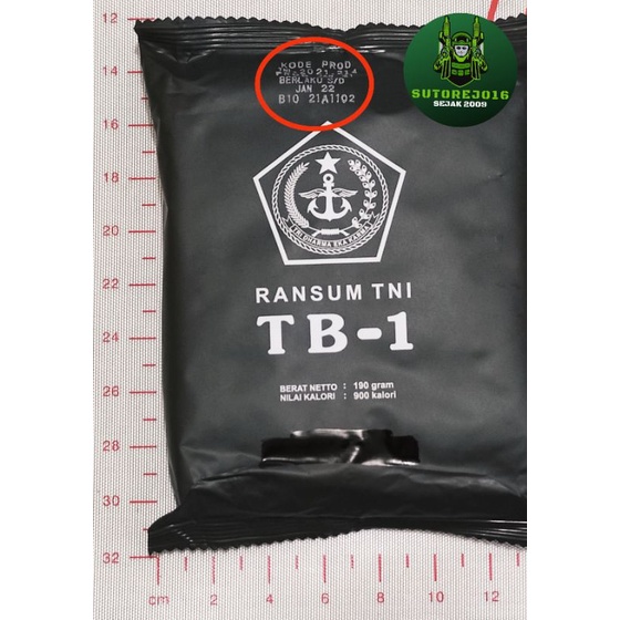 Ransum TB1 Enerkit TNI Indonesian MRE Indonesia hardtack POLRI SAR