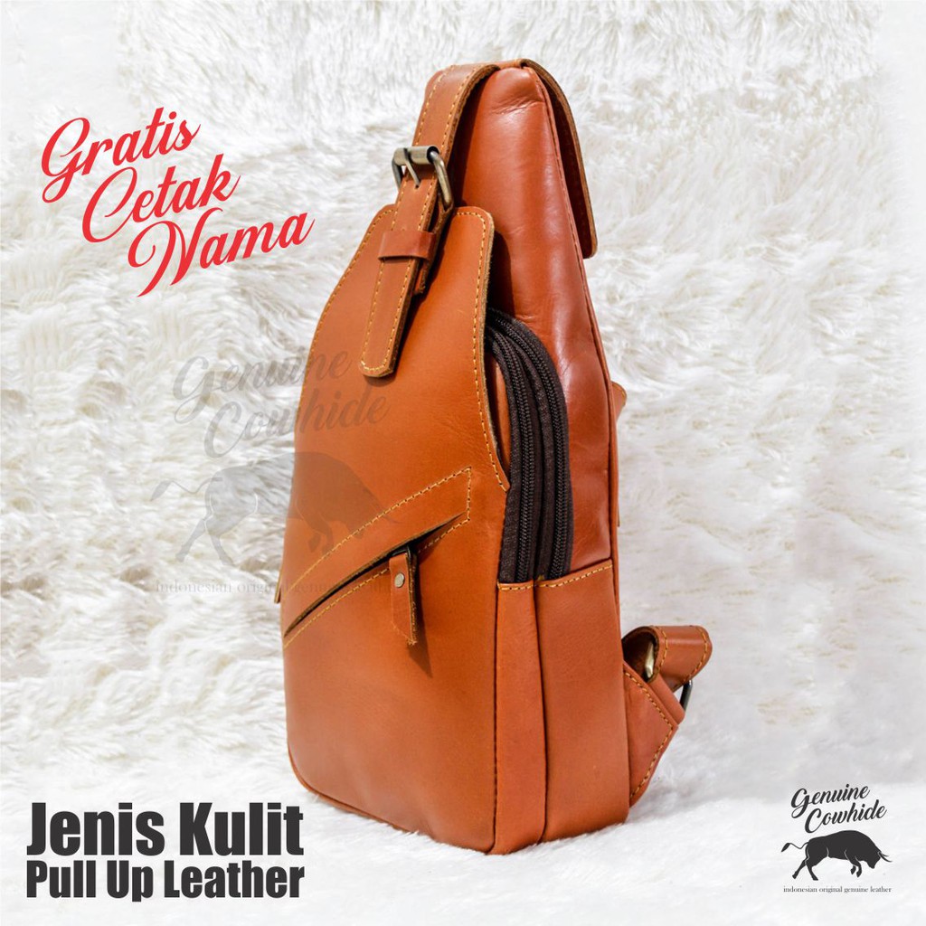 Tas Selempang Pria Material Kulit Asli - Genuine Cowhide