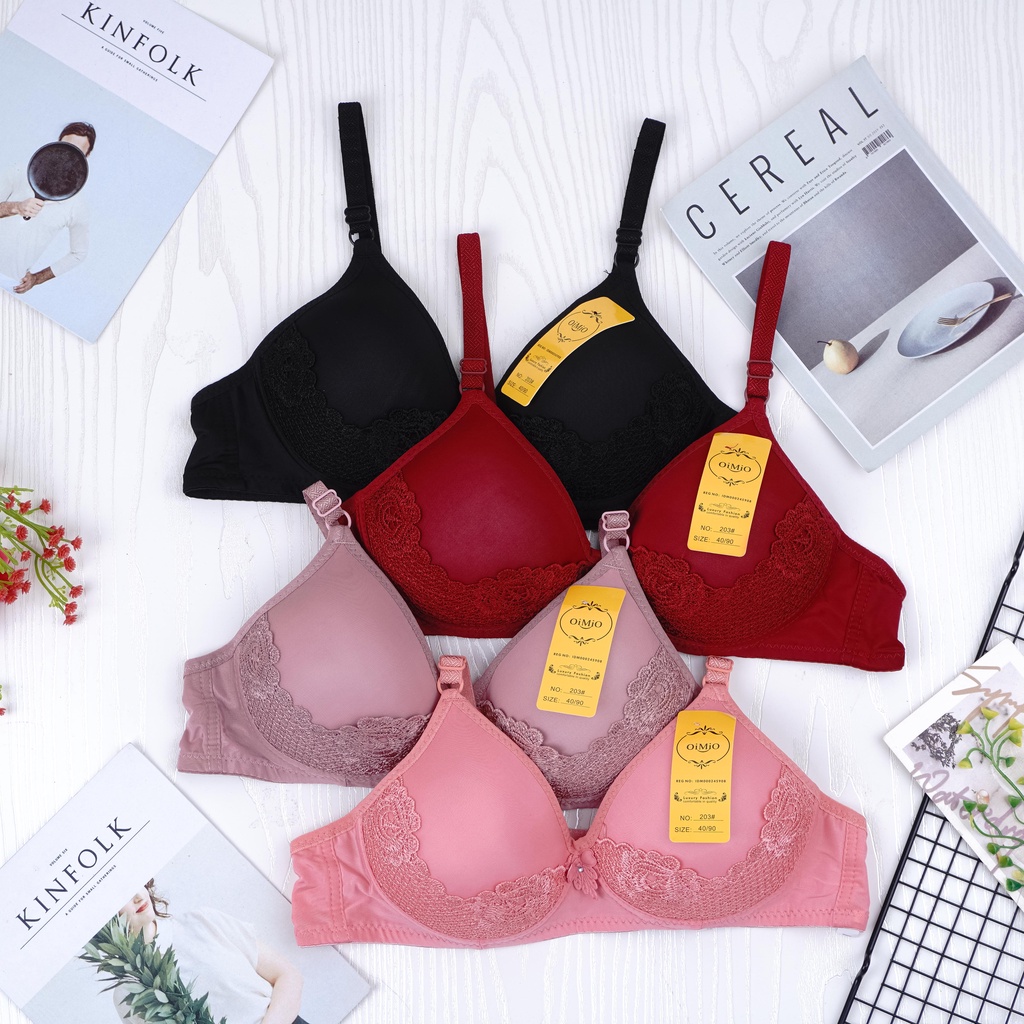 VS - BRA Wanita BH Motif Halus Premium / BH Wanita OIMIO Tanpa Kawat Busa Tebal Kualitas Premium AA930