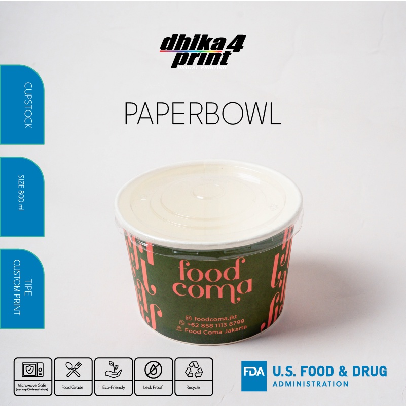 PAPER BOWL CUSTOM BAHAN CUPTSTOCK / PAPER BOWL UKURAN 800ml