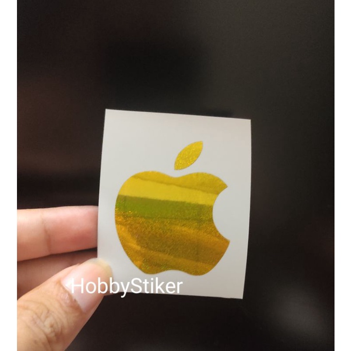 Stiker logo apple gold chrome untuk laptop atau kaca mobil