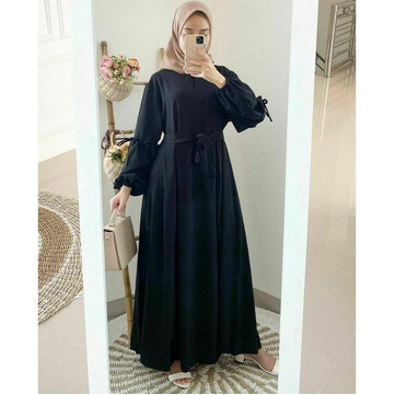 Gamis Stella Maxi Dress Wanita Terbaru COD-Hitam