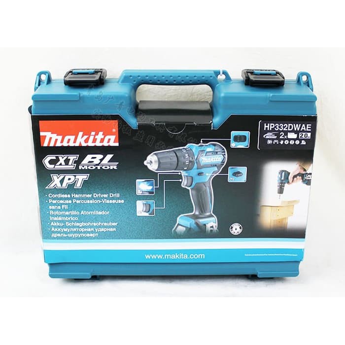 Makita HP332DWAE Mesin Bor Baterai Cordless Tembok Beton HP 332 DWAE