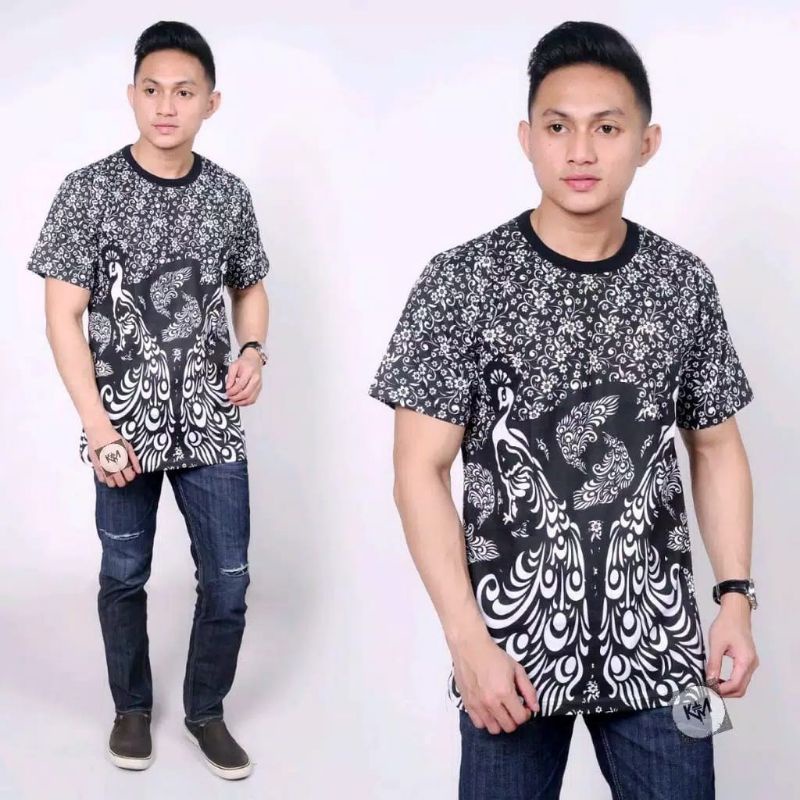 KAOS BATIK BATANGAN/KAOS BATIK CORAK KLASIK/KAOS BATIK ECER//KAOS BATIK HITAM MANIS