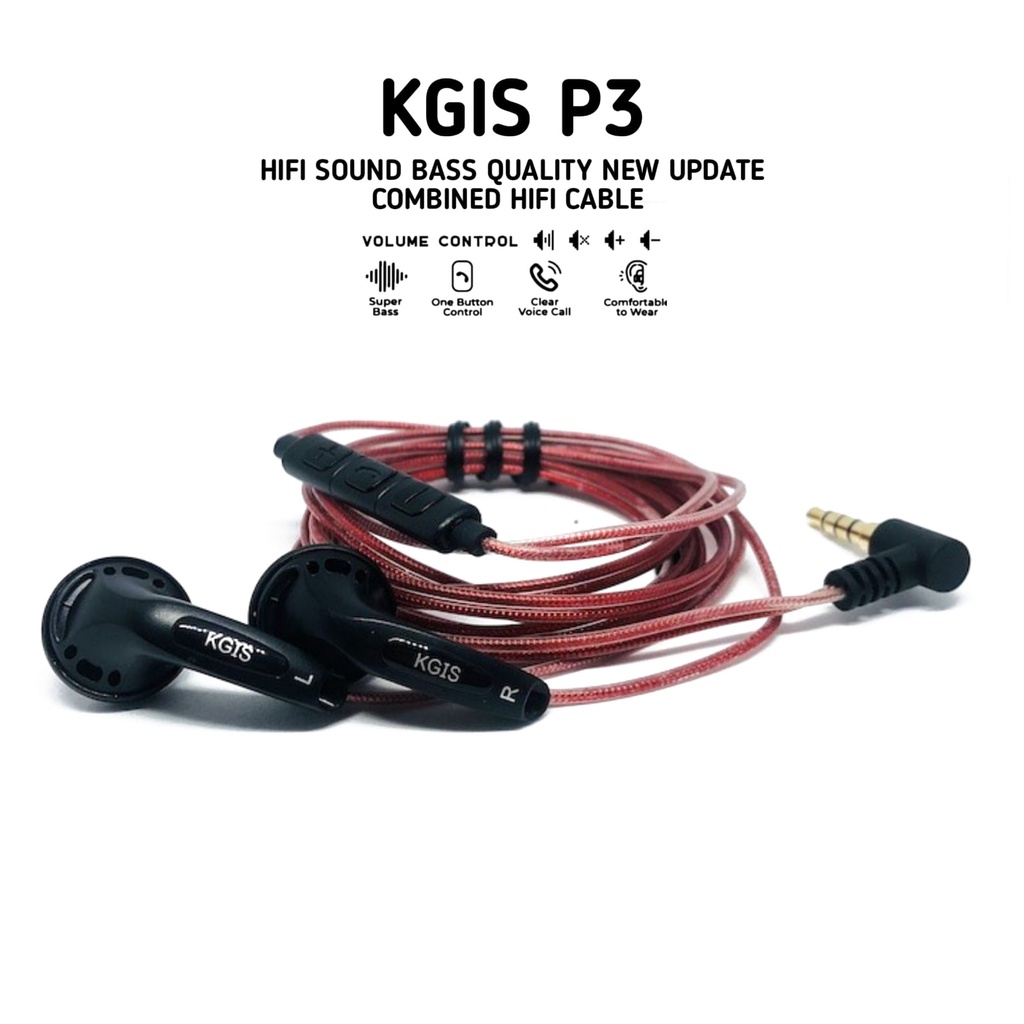 KGIS P3 HiFi Sound Bass Earphone Durable Cable Headset High Valued