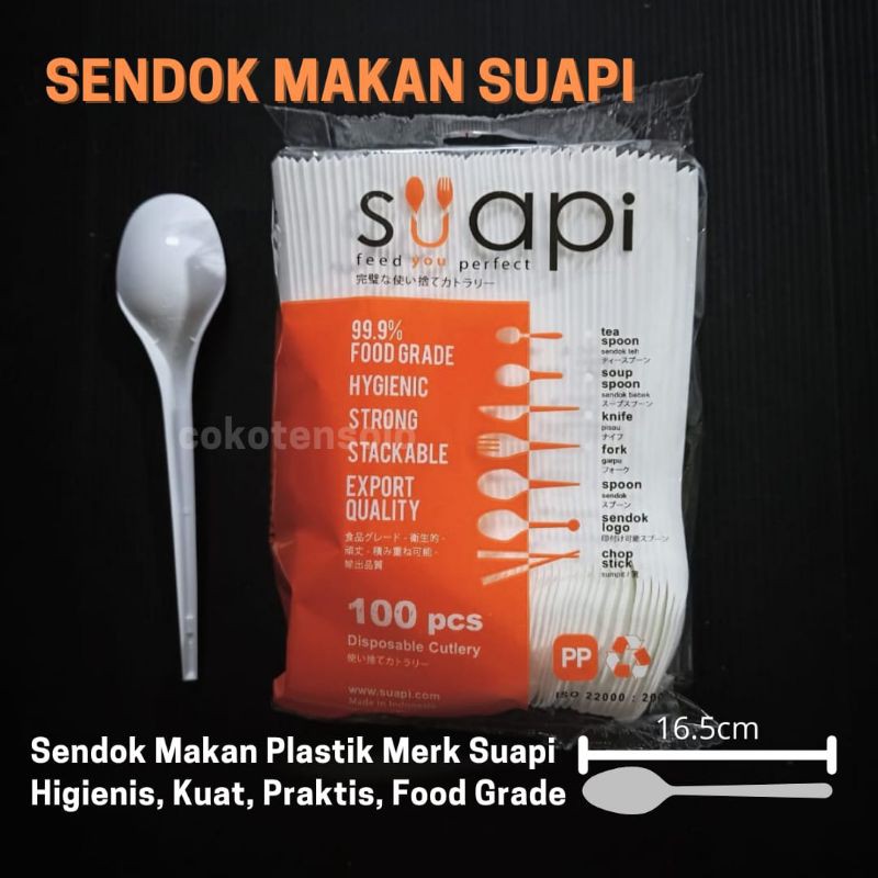 (Termurah) ISI 100 Sendok Makan  - Sendok Plastik  - Sendok SUAPI - Cutlery Set - Sendok katering