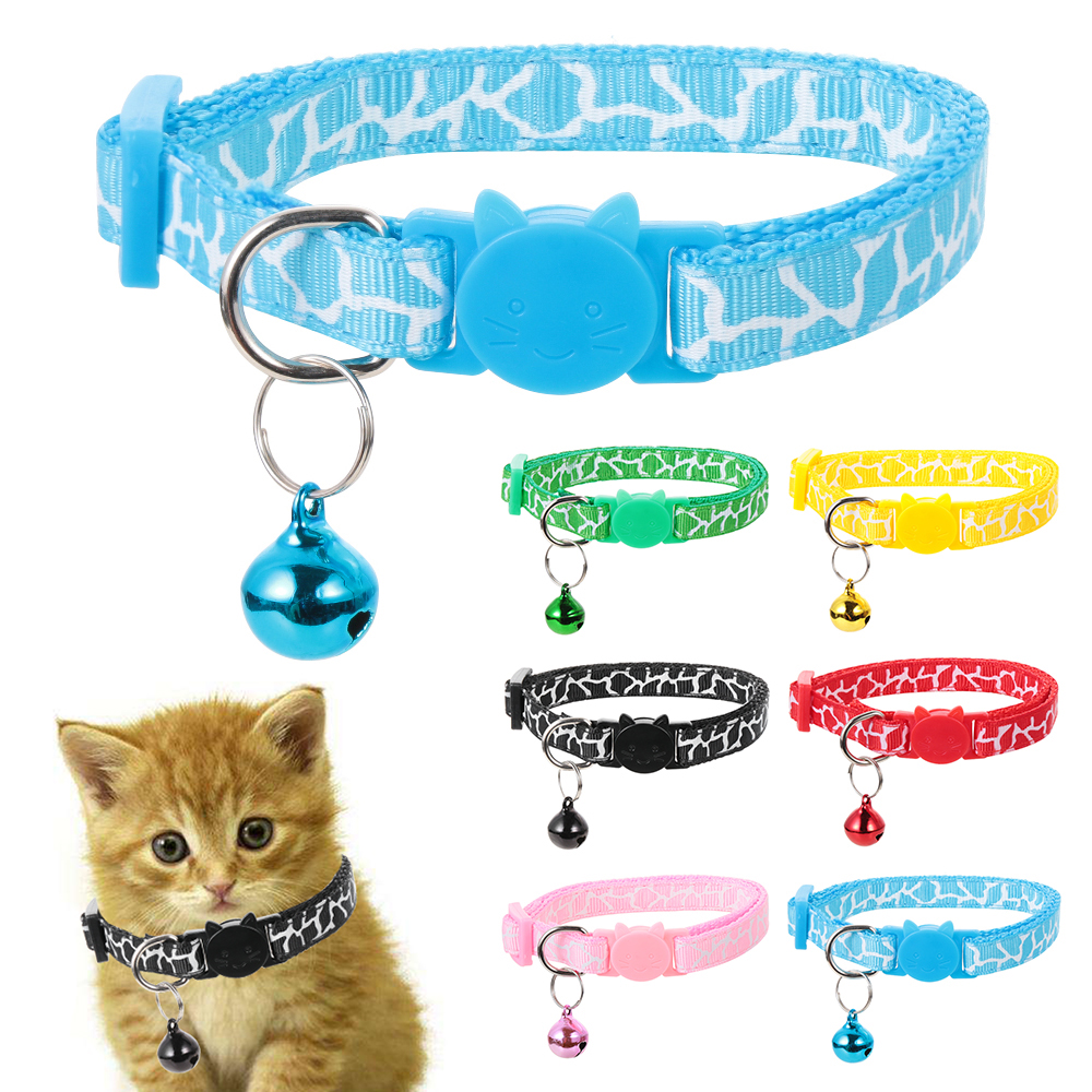 SUYOU Adjustable Cat Collars Puppy Kitten Necklace Dog Collar Cute Cat Head Pet Supplies Buckle Cat Accessories Bell Pendant/Multicolor