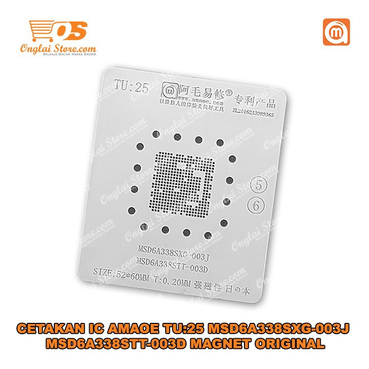 CETAKAN IC AMAOE TU:25 MSD6A338SXG-003J MSD6A338STT-003D SIZE:52X60MM-0.20MM MAGNET BAHAN JEPANG ORIGINAL