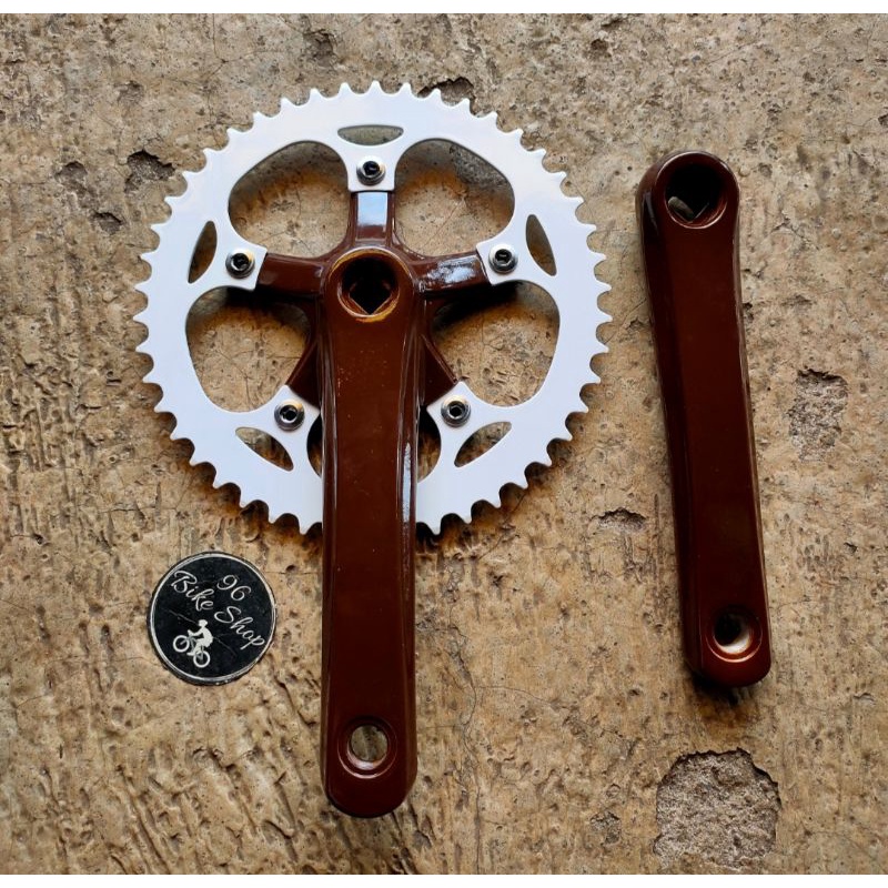 crank fixie taiwan 46t coklat sepeda balap jadul
