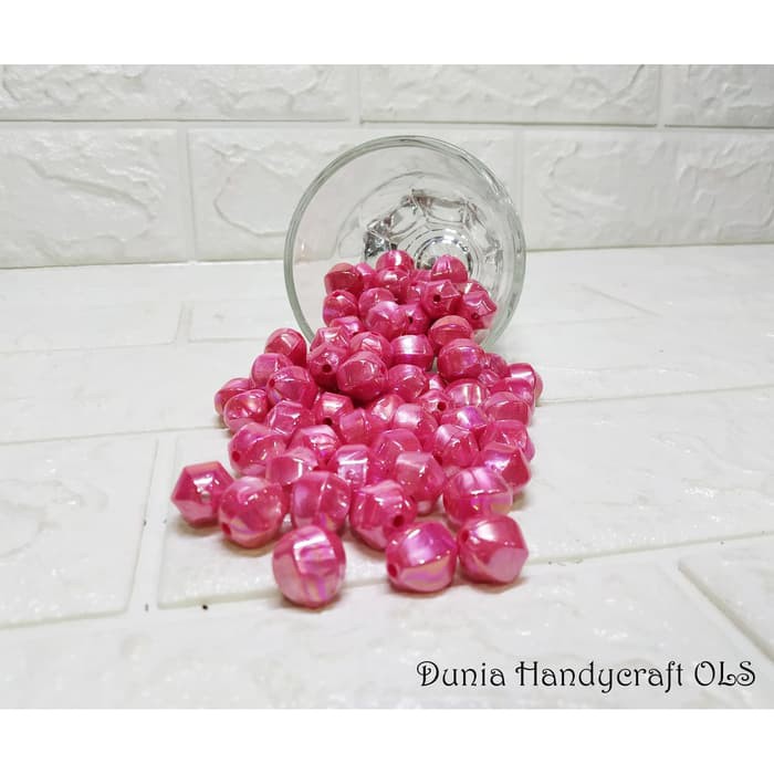 DIY Mote Lampion Metalik PInk 12 mm Bahan Kerajinan Tangan Anting Bros