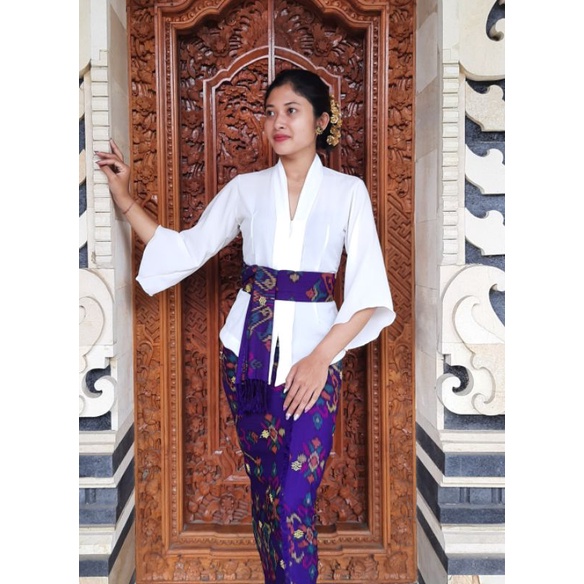 kebaya Bali kebaya jadi Kebaya polos model terbaru-Lengan pari putih