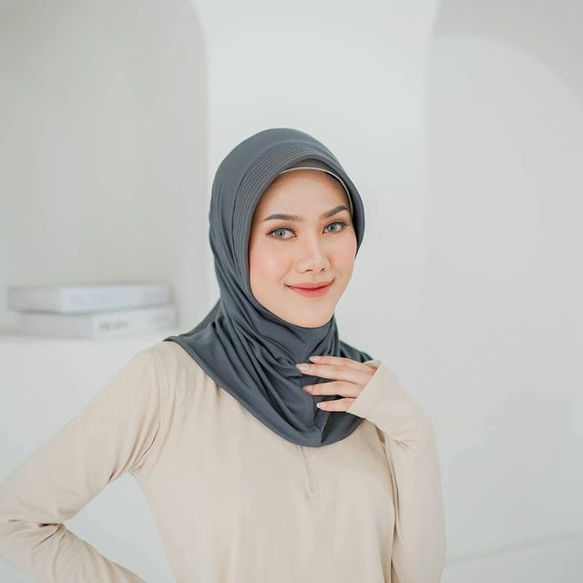Bergo instan sport / jilbab instan olahraga / Bergo Jersey-Abu tua