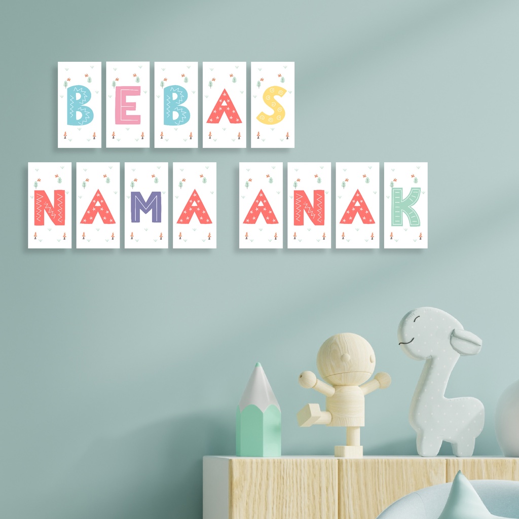 Hiasan Dinding Kamar Huruf Anak Alfabet Wall Decor Pajangan Rumah Rangkai Huruf Belajar Membaca Anak