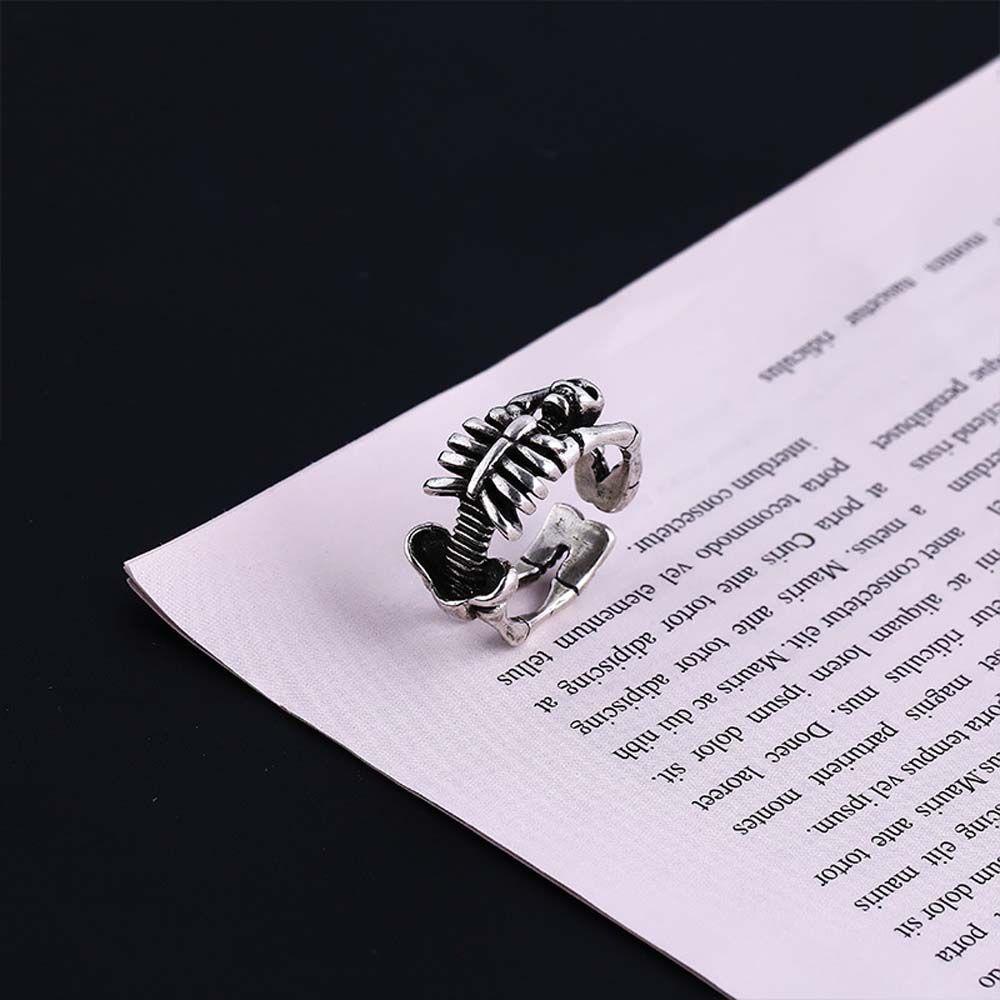 Agustina Cincin Terbuka Tengkorak Punk Retro Skeleton Klasik Tembaga Untuk Pria Wanita Knuckle Ring