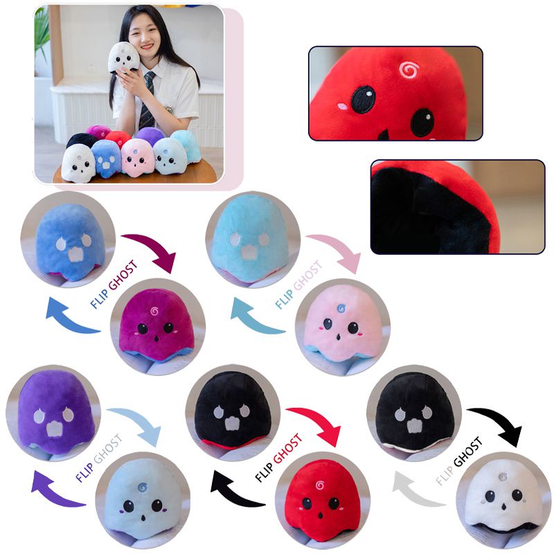 【Ready Stock】Reversible Ghost Plush Plushie Doll Flip Stuffed Toy Halloween Christmas Gift