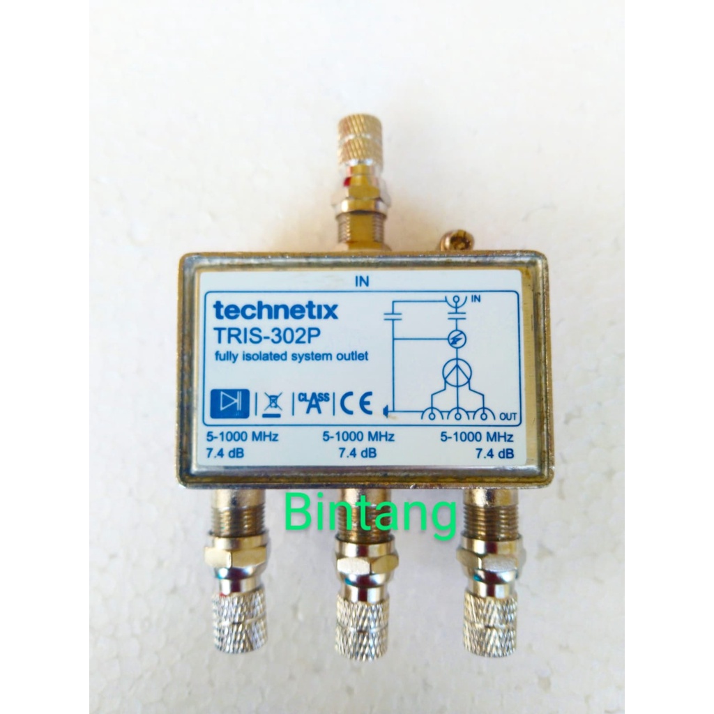Splitter 3 way spliter sinyal antena tv cabang 3 + connector class A