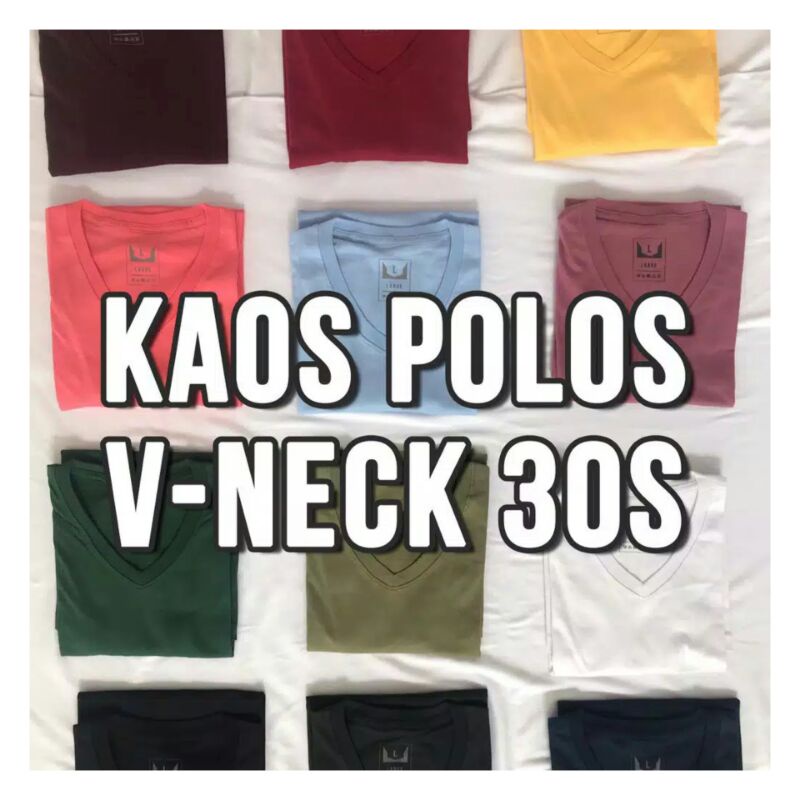 Kaos Polos VNeck Lengan Pendek Cotton Combed 30s