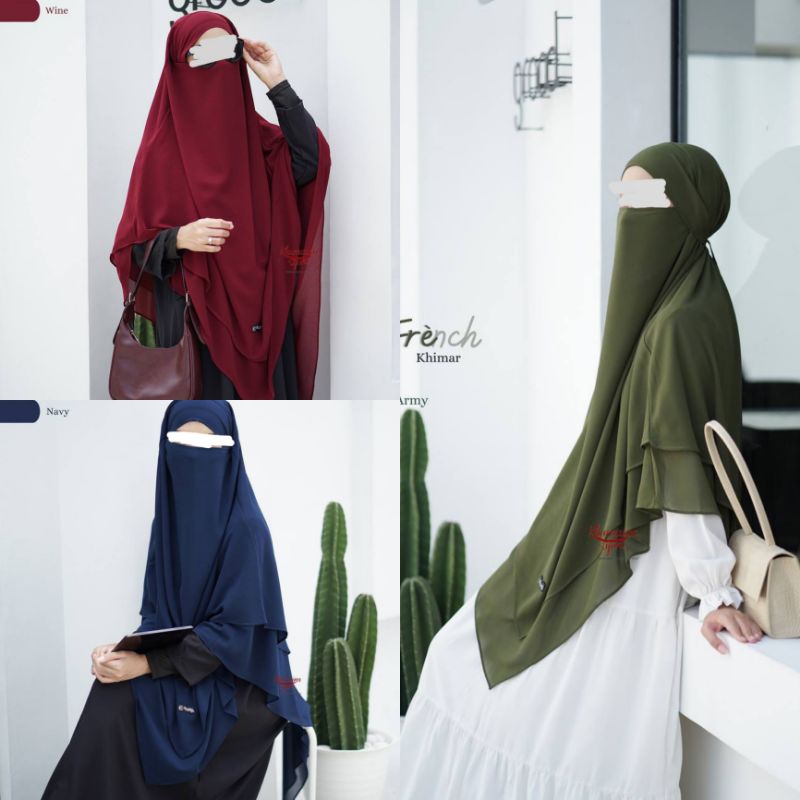 FRENCH KHIMAR CERUTY 2 LAYER NEHA by KHUMAIRA SYAR'I