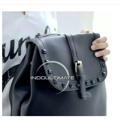 Ultimate Tas Ransel Wanita YM-266 - Black / Tas Sekolah Anak / Tas Cewek Backpack Korea Import