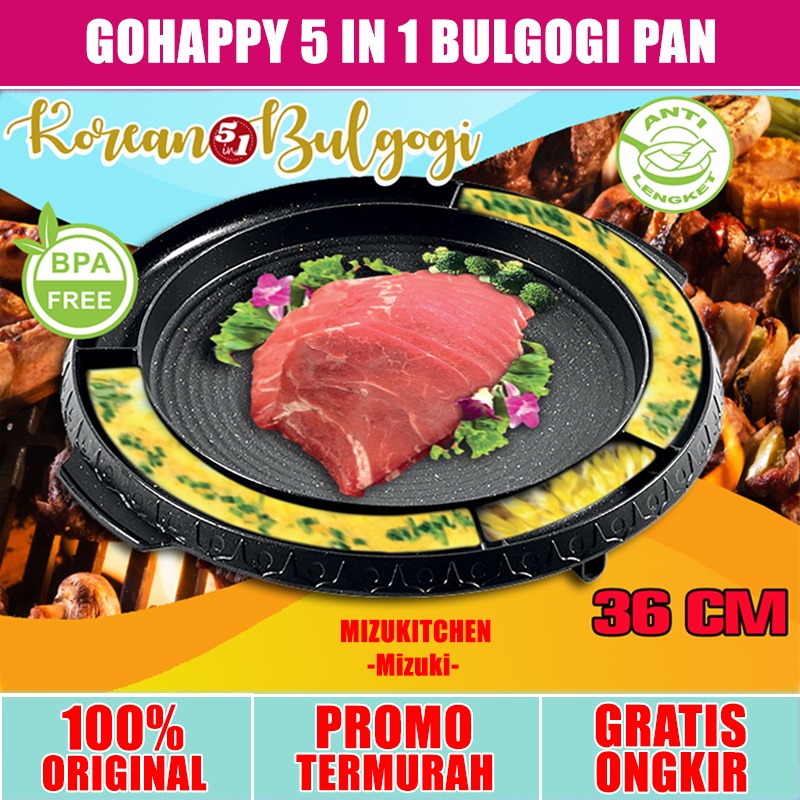 MIZUKI Korea Bulgogi 5in1 Panci Panggang 5 sekat Alat Panggang Gohappy GHK45 Grill Pan BEST