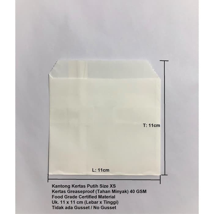 

PROMO Kantong Flat Kantong Kertas Putih 11x11 (XS) Anti Minyak Greaseproof