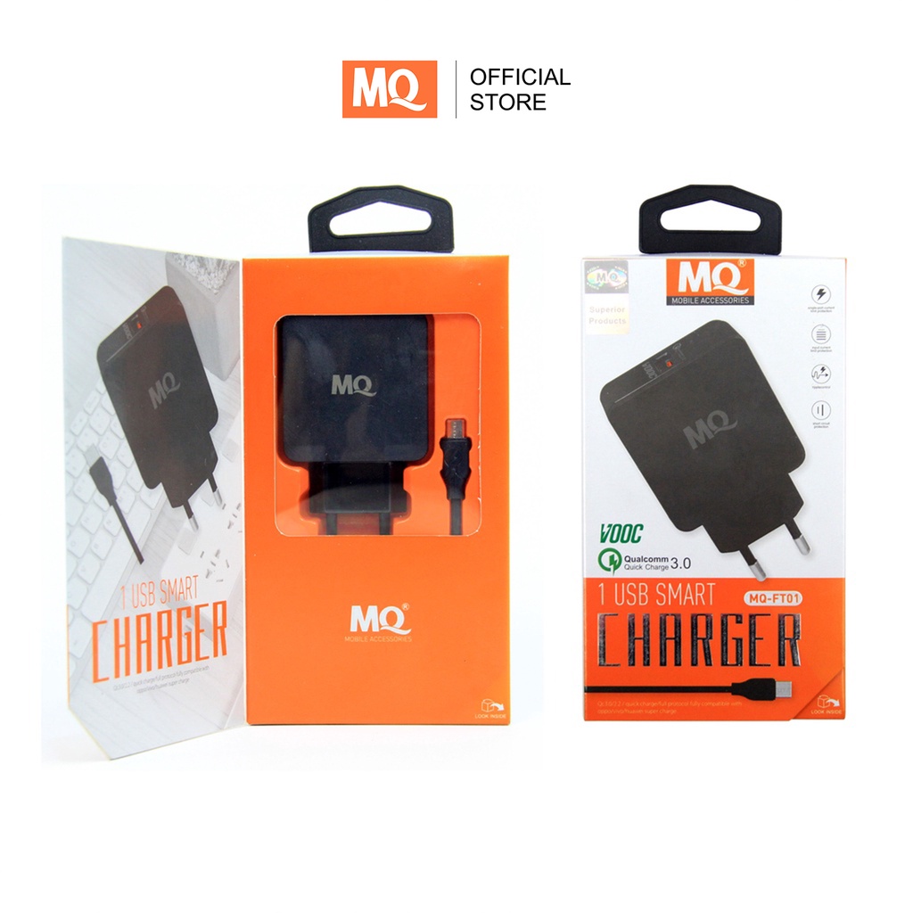 MQ Quick Charge 3.0 USB Wall Charger for Ios &amp; Android Fast Charging FT01 - Garansi 1 tahun