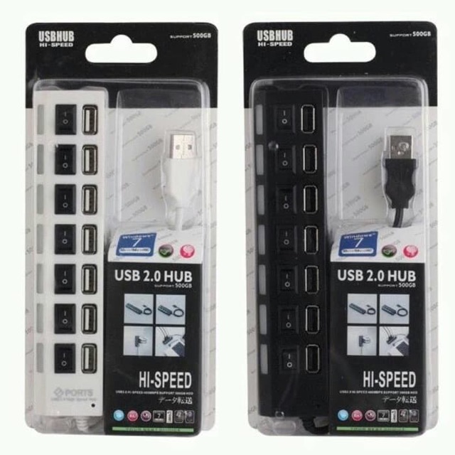 USB 2.0 HUB 7 Port Saklar On Off