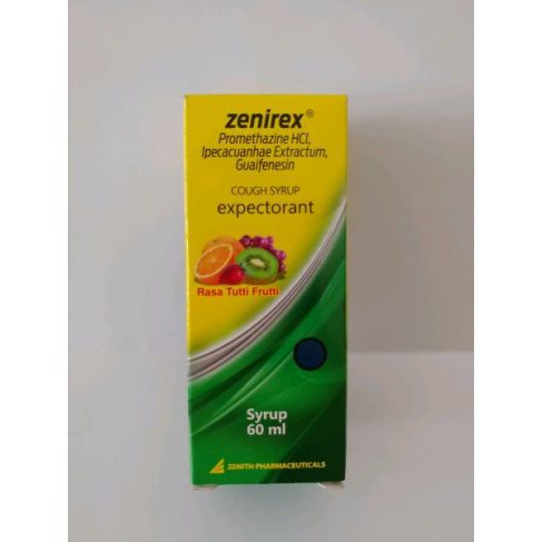 ZENIREX EXPECTORANT Syrup 60 ML - Rasa Tutti Fruitty Obat Batuk Berdahak Kering Alergi Zenirek Sirup