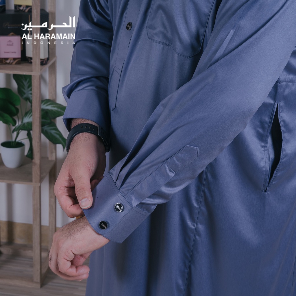 AL Haramain Jubah / Gamis Dewasa Slimfit Premium Manset (07) | Hijau Lumut | Hijau Botol-7