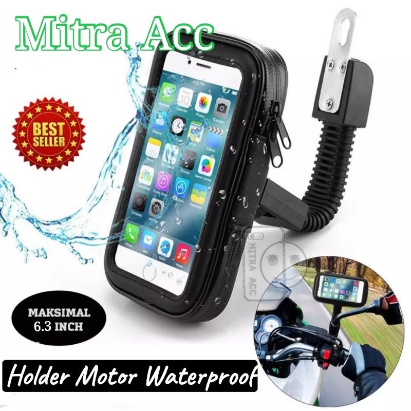 Holder Motor Waterproof / Holder Motor Spion Untuk HP 6.3inchi Model Resleting