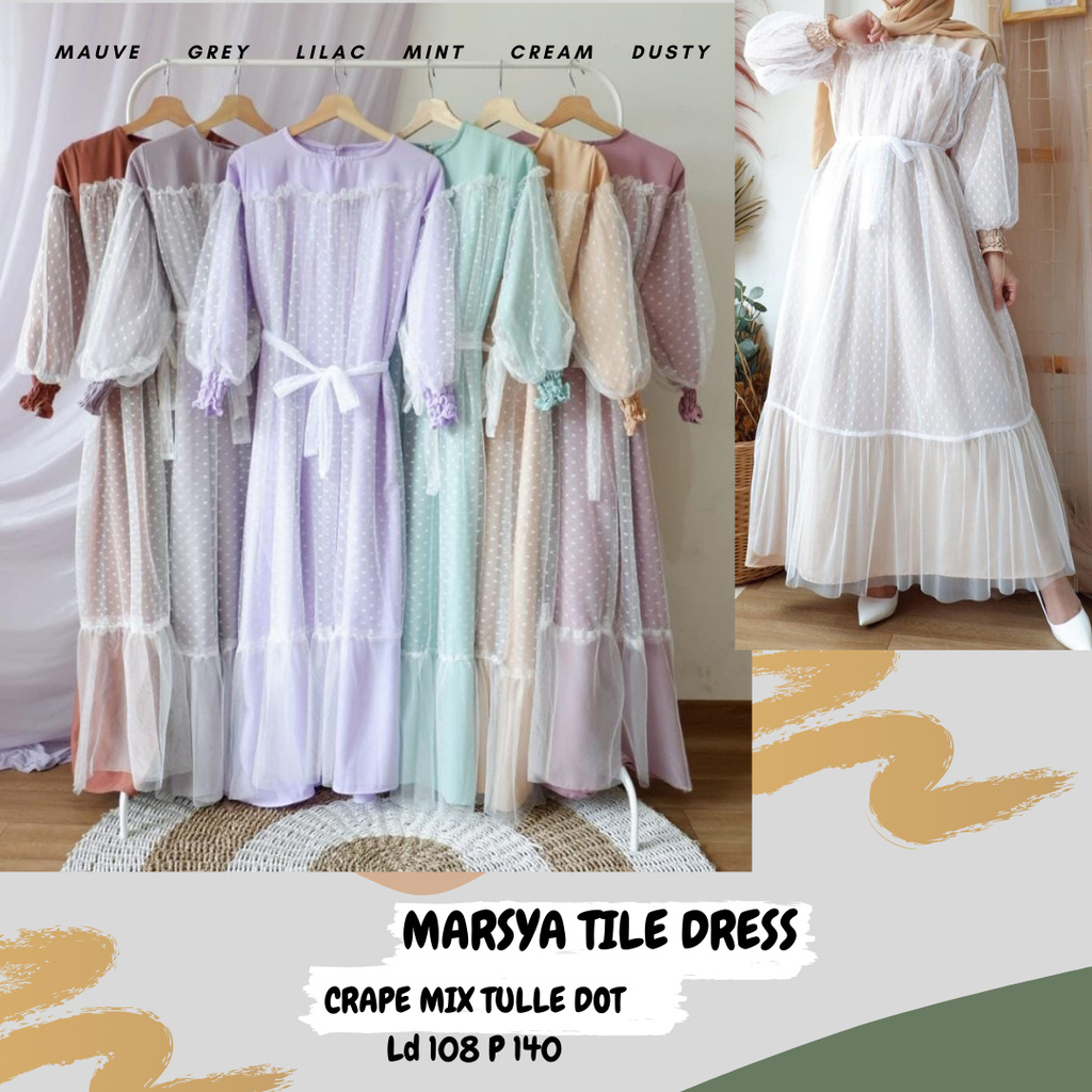 Marsya Tile Dress/Dress Tile Ld 108/Dress Pesta/Dress Tile Seragaman/Dress Tile Lebaran