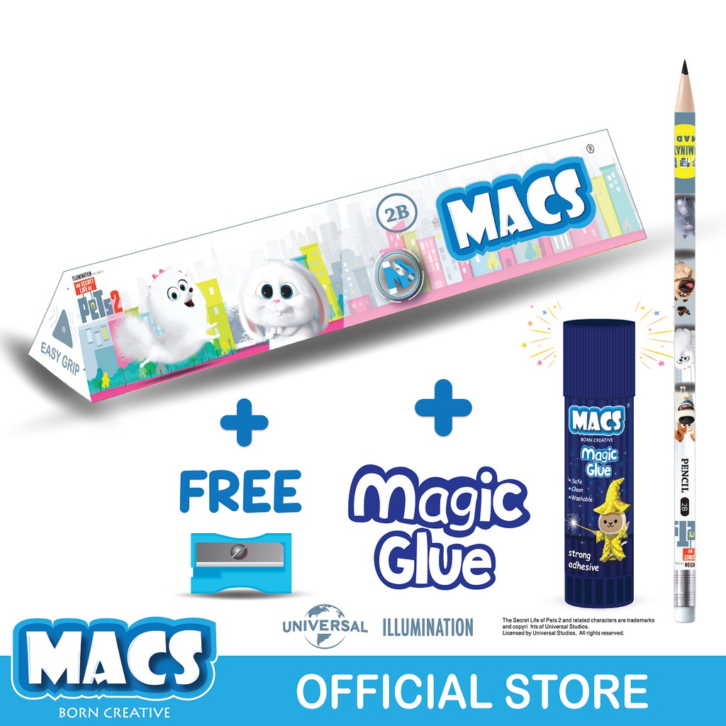 

MACS FUN BUNDLE Glue Stick dan Pets Pensil 2B Segitiga Warna Hitam