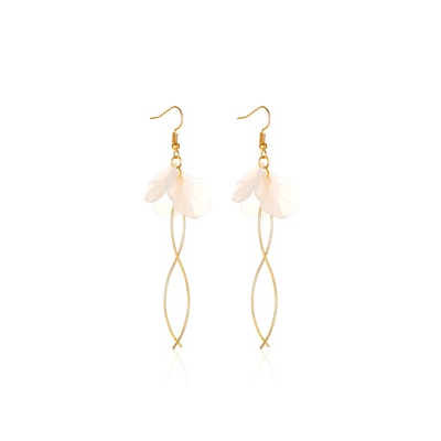 Anting Rumbai Panjang Bentuk Kelopak Bunga Bahan Akrilik Warna Putih Gaya Korea Untuk Wanita 2021